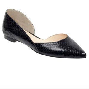 Marc Fisher Sunny Half D'Orsay Flats | Black Snakeskin‎ | Size 7.5